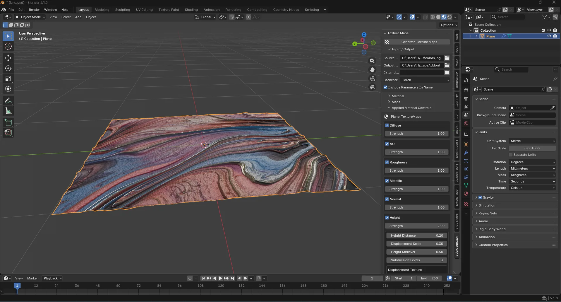 Blender Maps Generator add-on running inside Blender