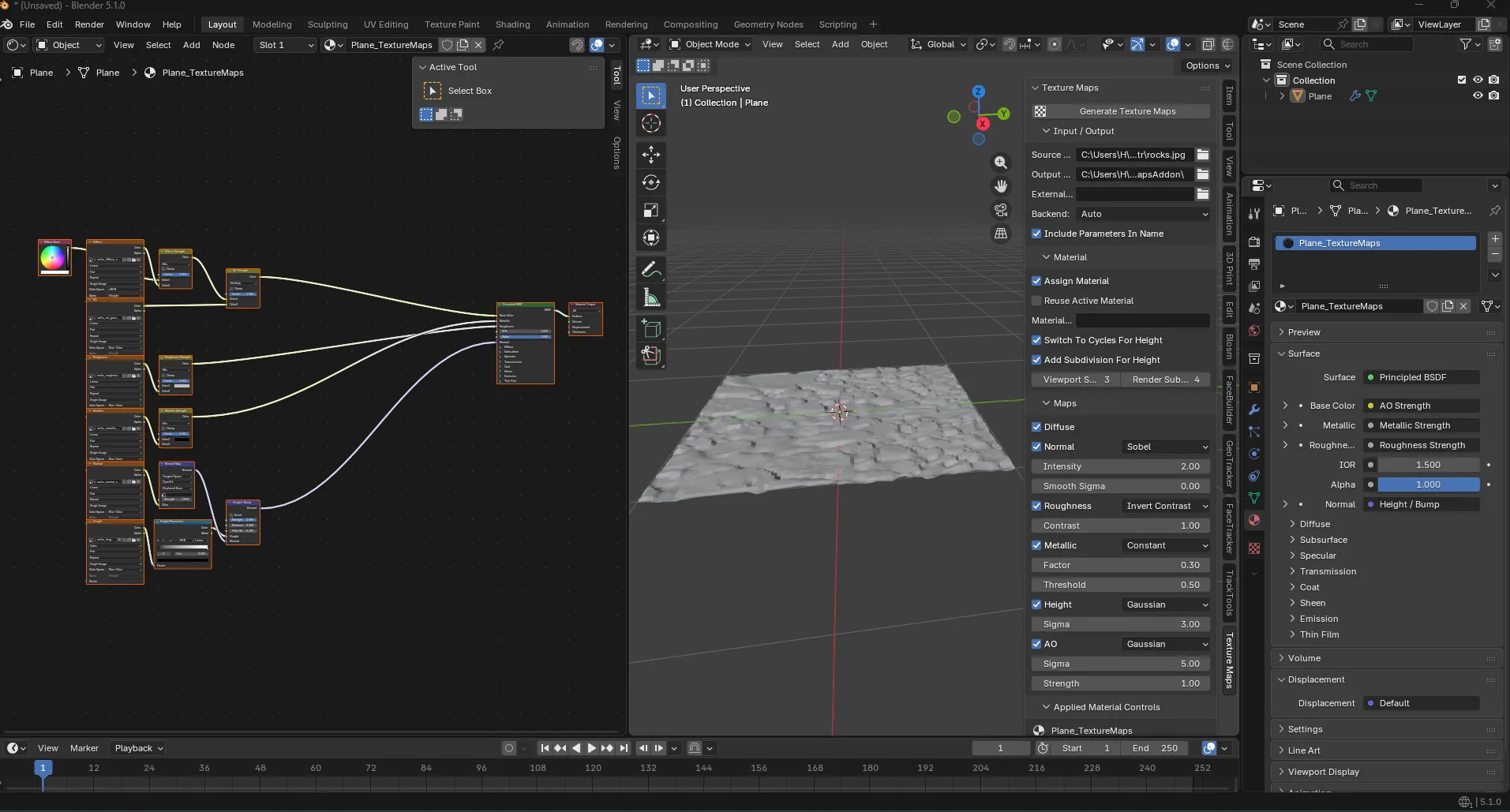 Custom Blender add-on UI focused on fast texture-map iteration, export management, and material application